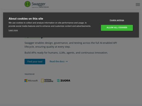 Swagger.io website screenshot